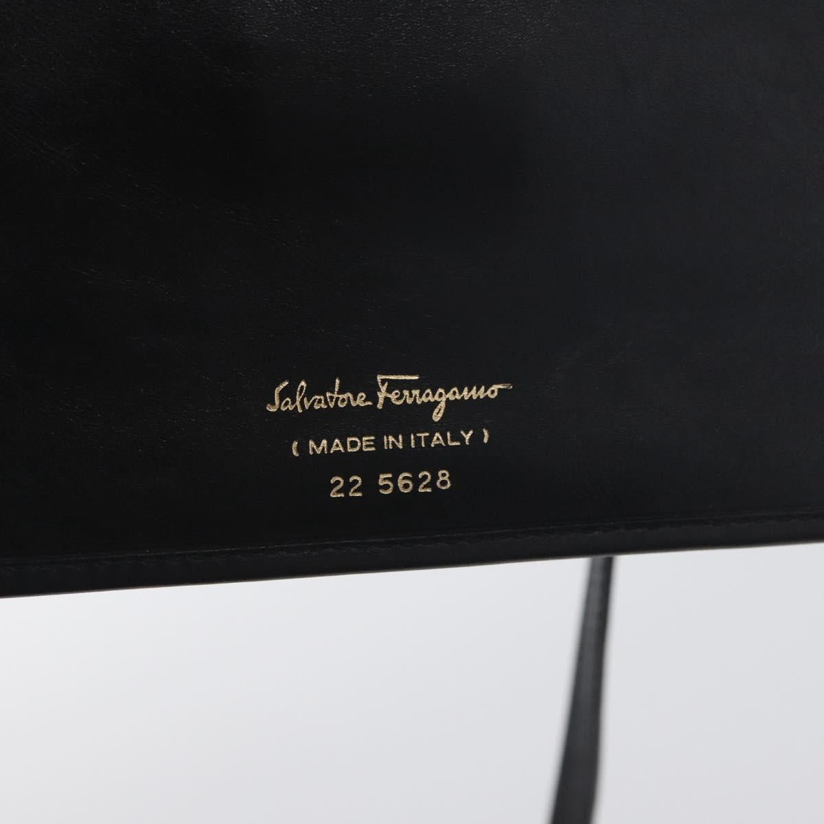 Salvatore Ferragamo Gancini Shoulder Bag Leather Gold Black Auth 173272