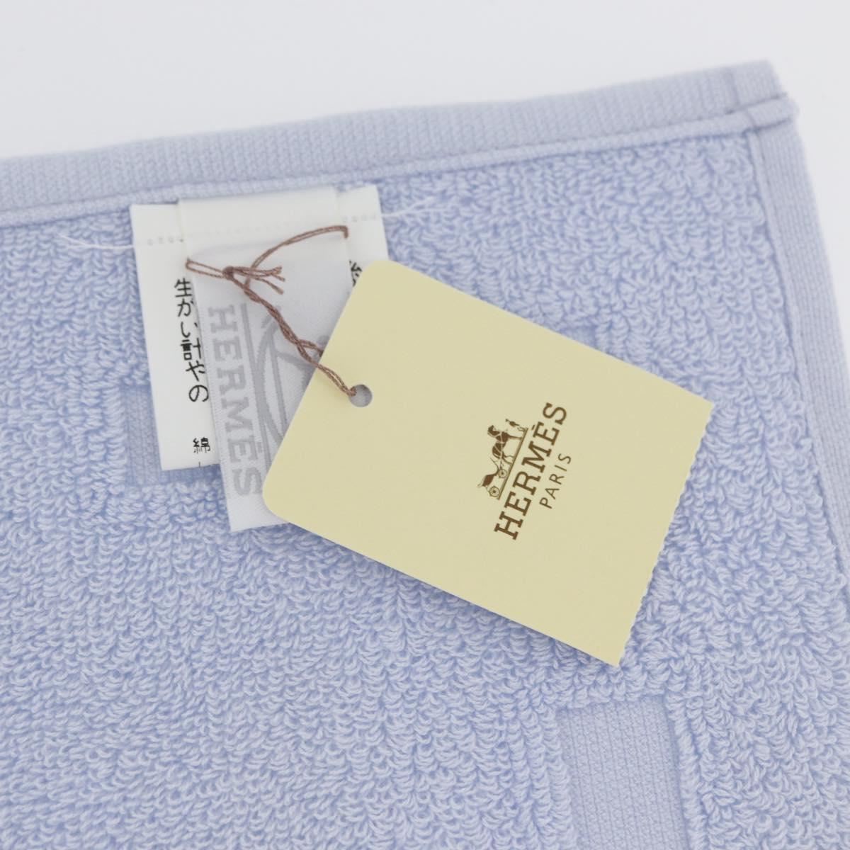 HERMES Towel Cotton 2 Set White Light Blue Auth 173276A