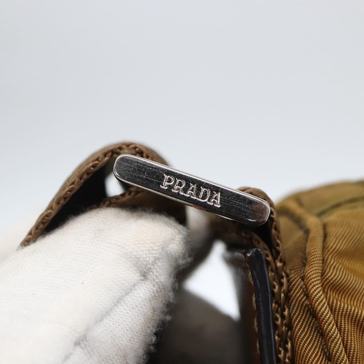PRADA Shoulder Bag Nylon Beige Silver Auth 173279