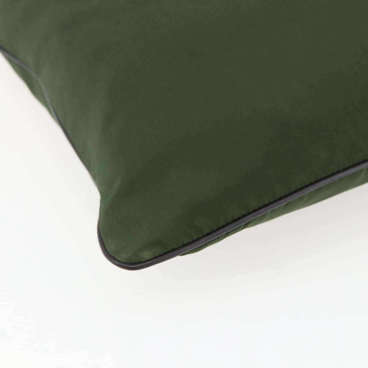 PRADA Shoulder Bag Nylon Khaki Silver Auth 173280