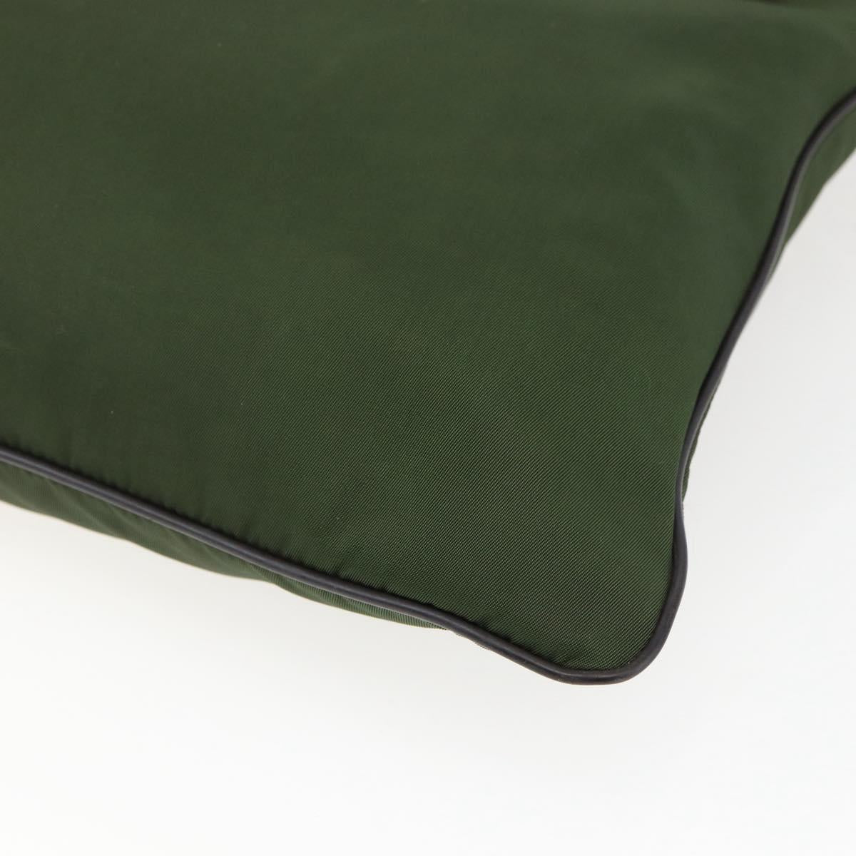 PRADA Shoulder Bag Nylon Khaki Silver Auth 173280