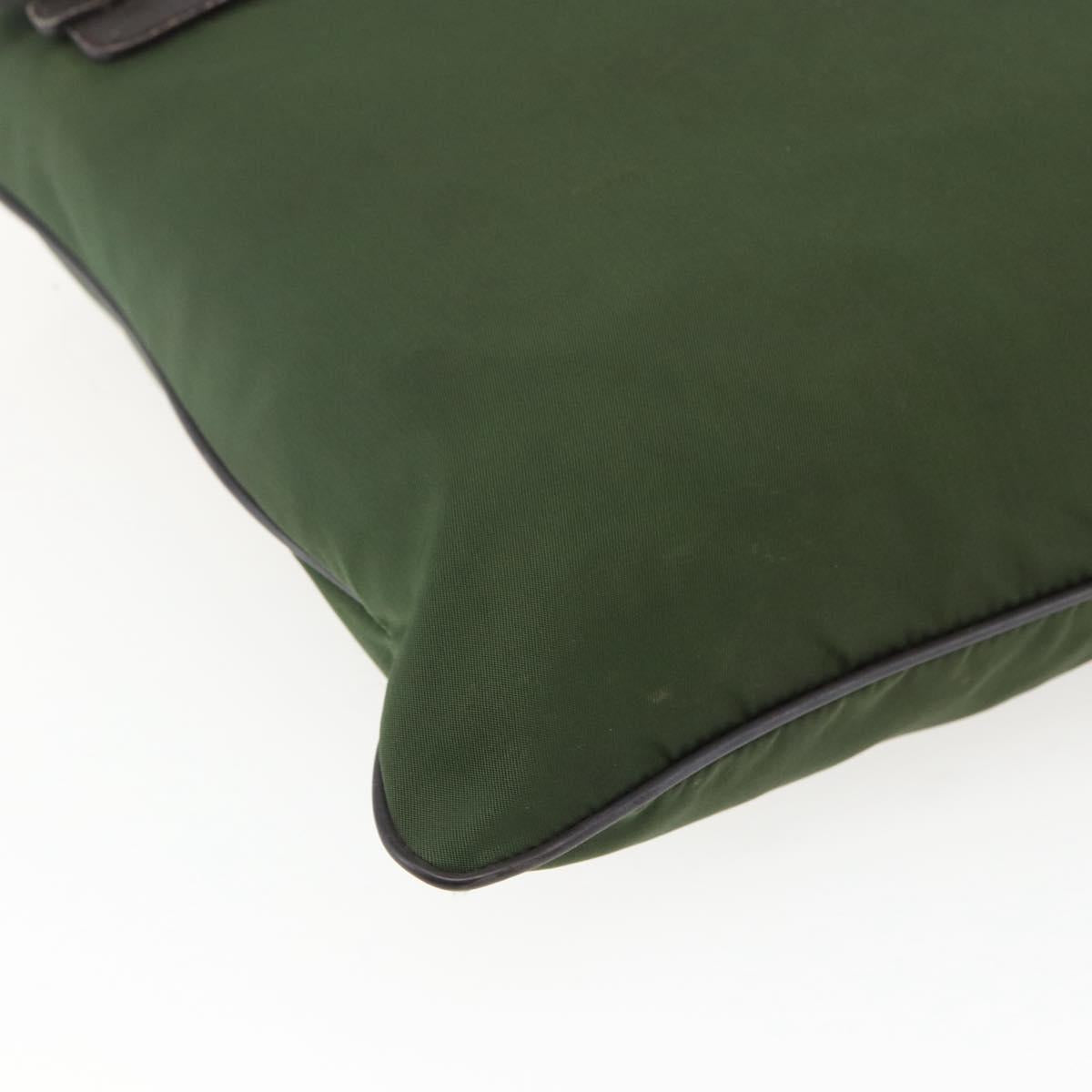 PRADA Shoulder Bag Nylon Khaki Silver Auth 173280