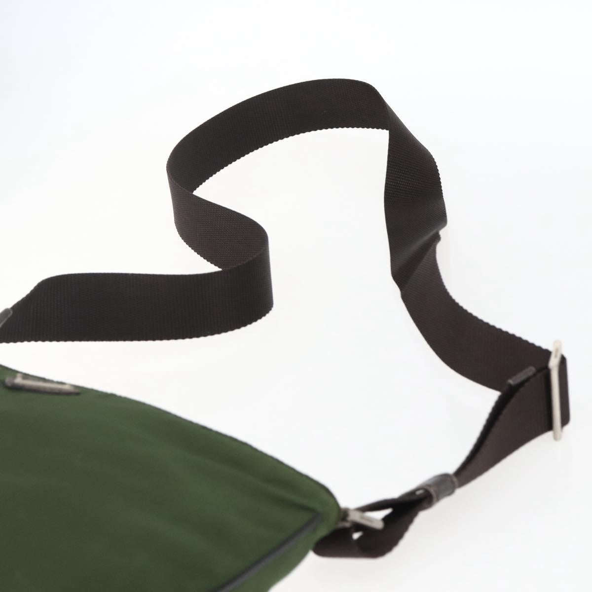 PRADA Shoulder Bag Nylon Khaki Silver Auth 173280