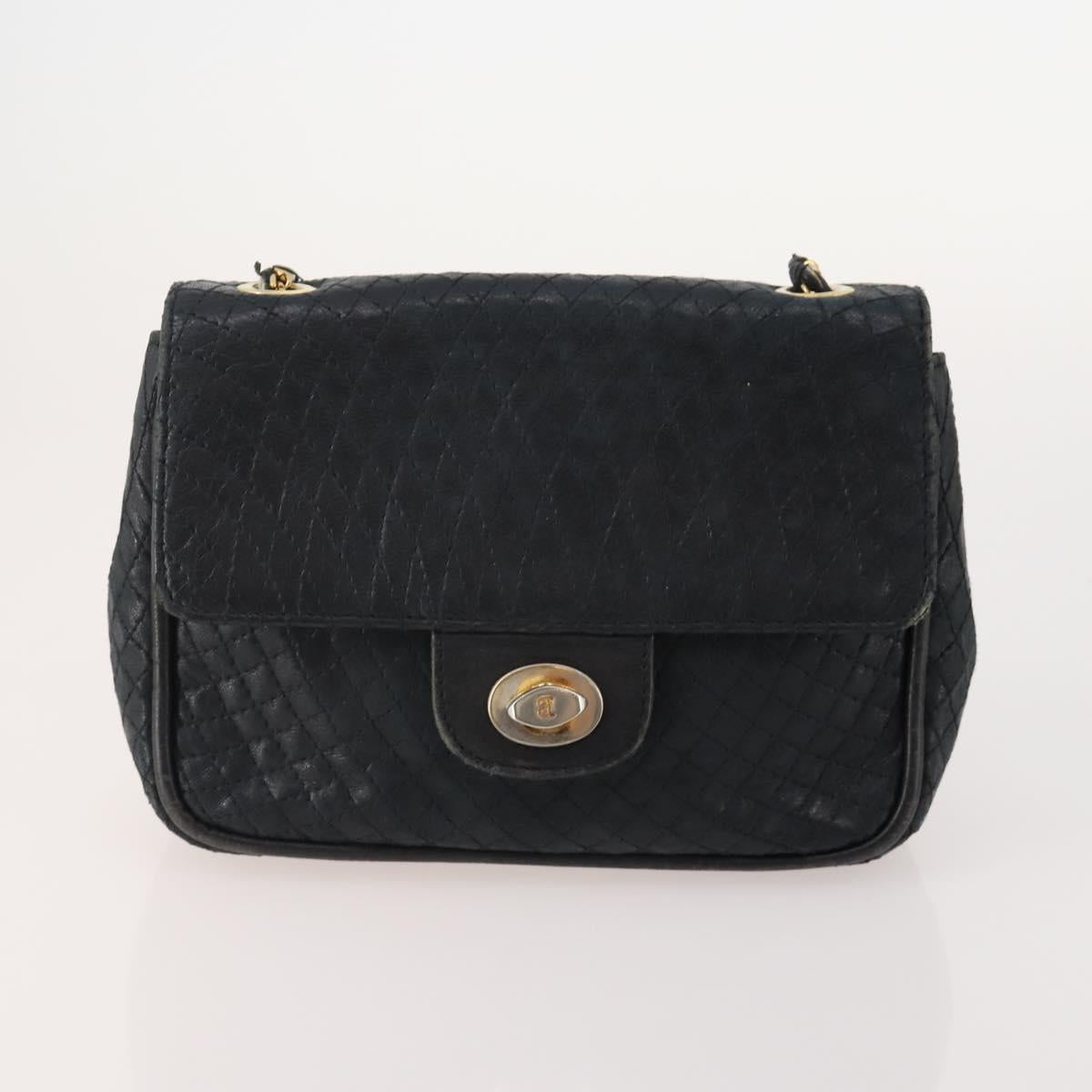 BALLY Shoulder Bag leather Patent 2 Set Black Green Auth 173296