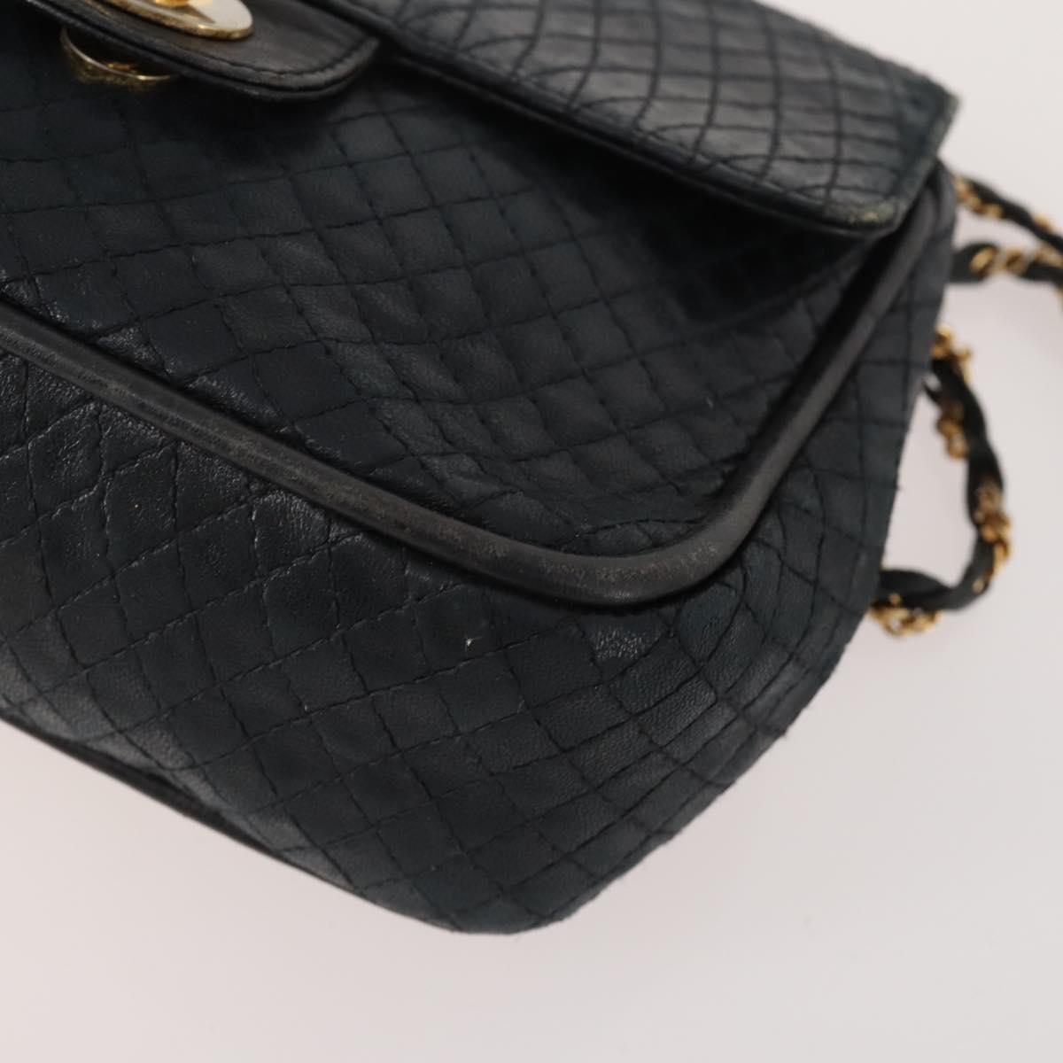 BALLY Shoulder Bag leather Patent 2 Set Black Green Auth 173296