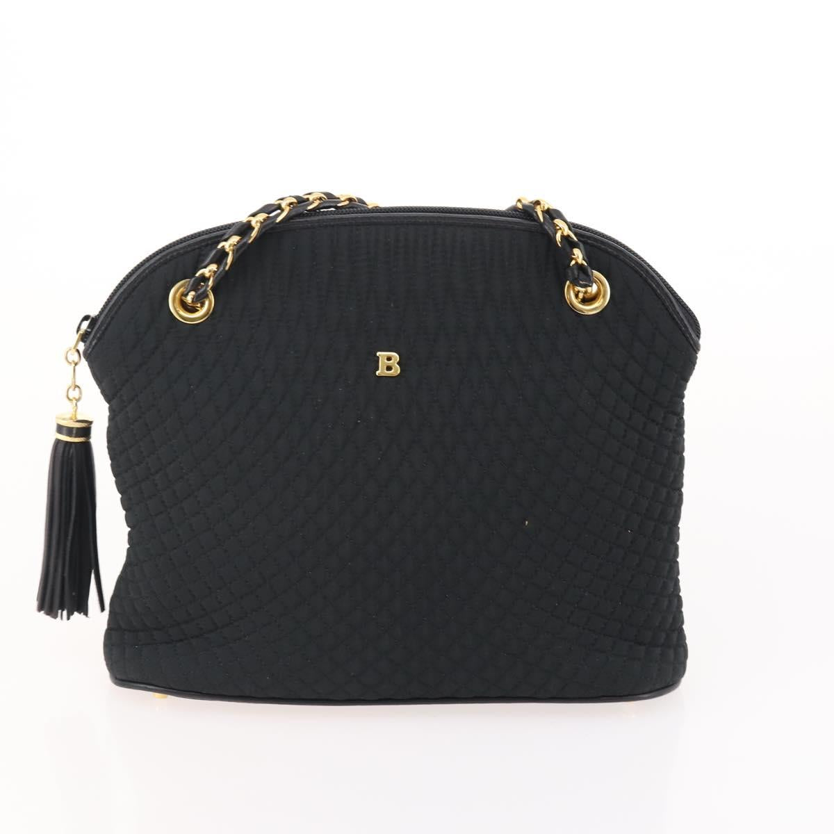 TIFFANY&Co. BALLY Shoulder Bag Nylon Leather 2 Set Black Gold Tone Auth 173297
