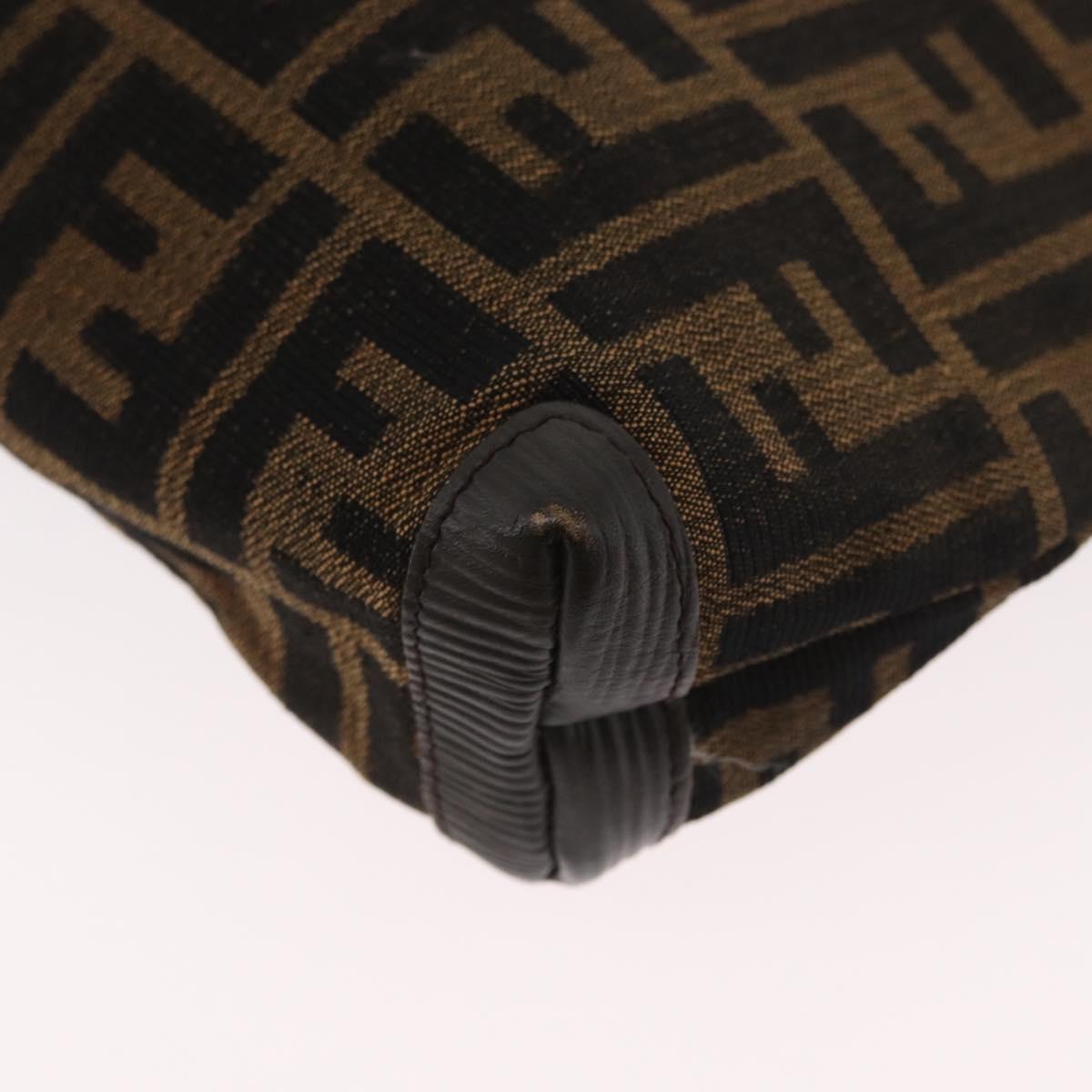 FENDI Zucca Canvas Shoulder Bag Brown Black Auth 173301A