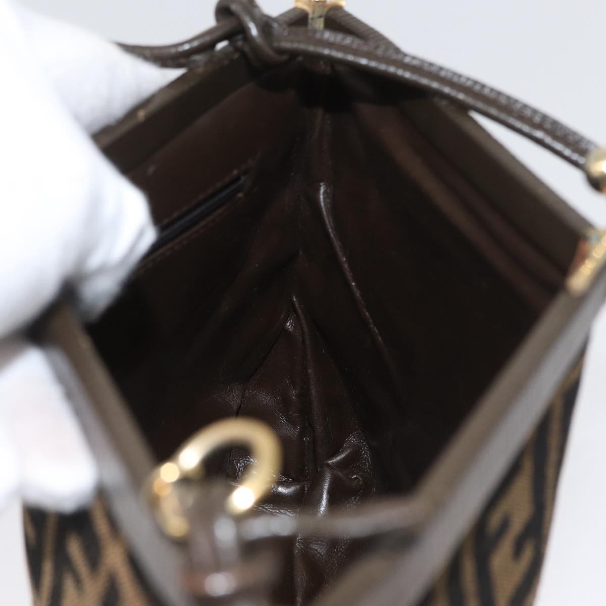 FENDI Zucca Canvas Shoulder Bag Brown Black Auth 173301A