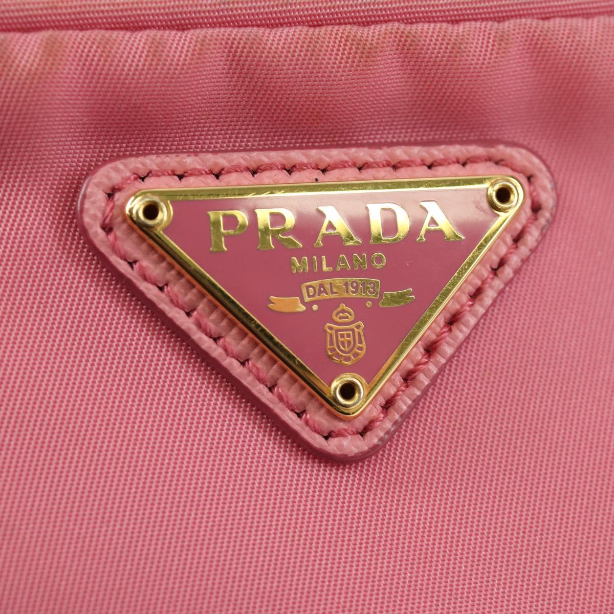PRADA Hand Bag Nylon 2way Pink Gold Auth 173303A