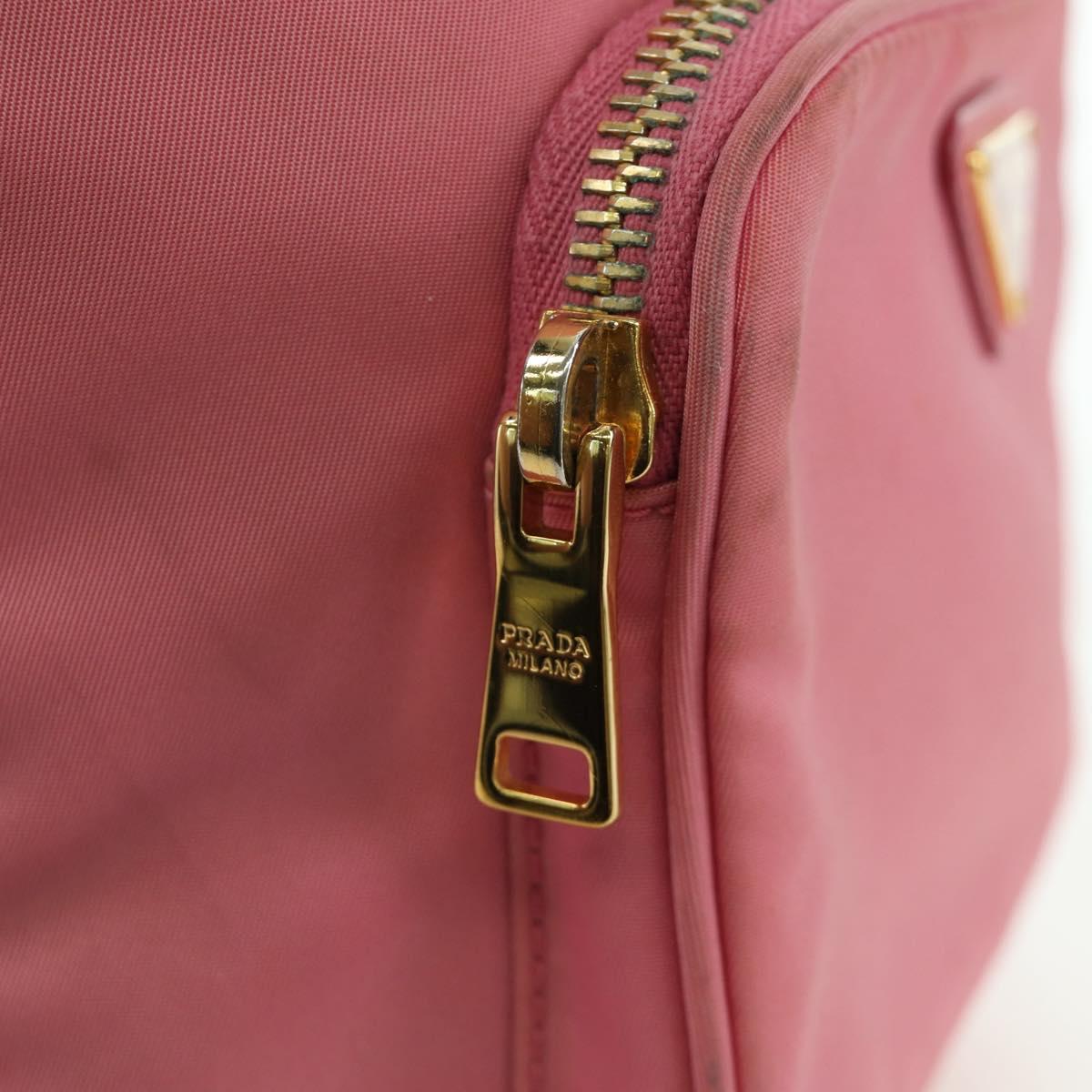 PRADA Hand Bag Nylon 2way Pink Gold Auth 173303A