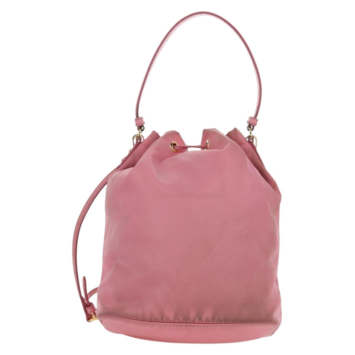 PRADA Hand Bag Nylon 2way Pink Gold Auth 173303A