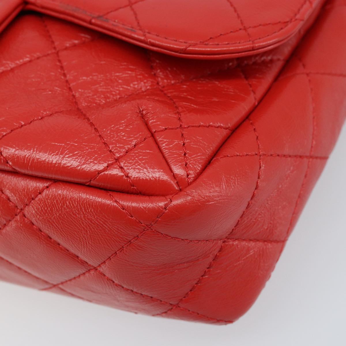 CHANEL Matelasse 25 Chain Shoulder Bag Calf Skin Red CC Auth 173308V