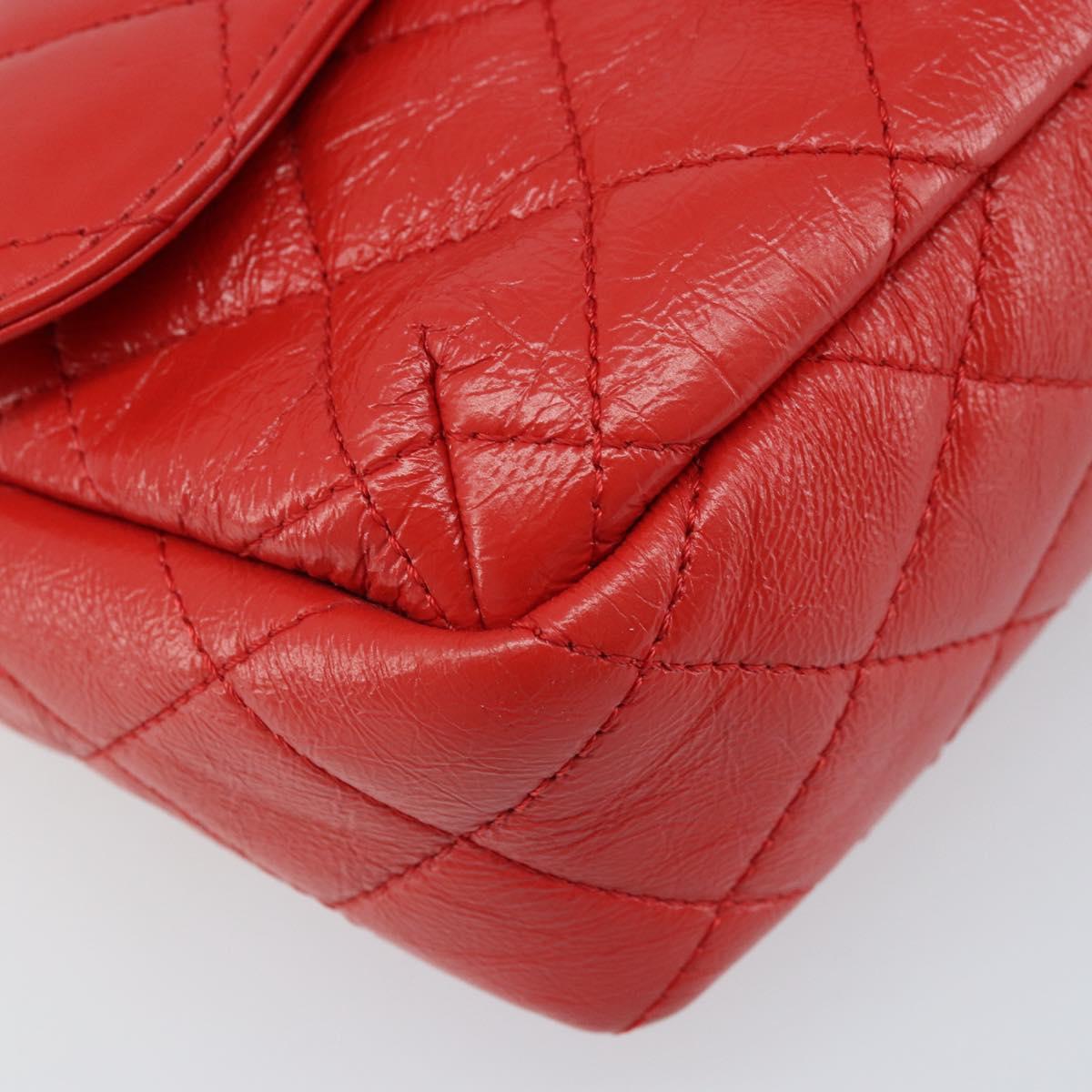 CHANEL Matelasse 25 Chain Shoulder Bag Calf Skin Red CC Auth 173308V