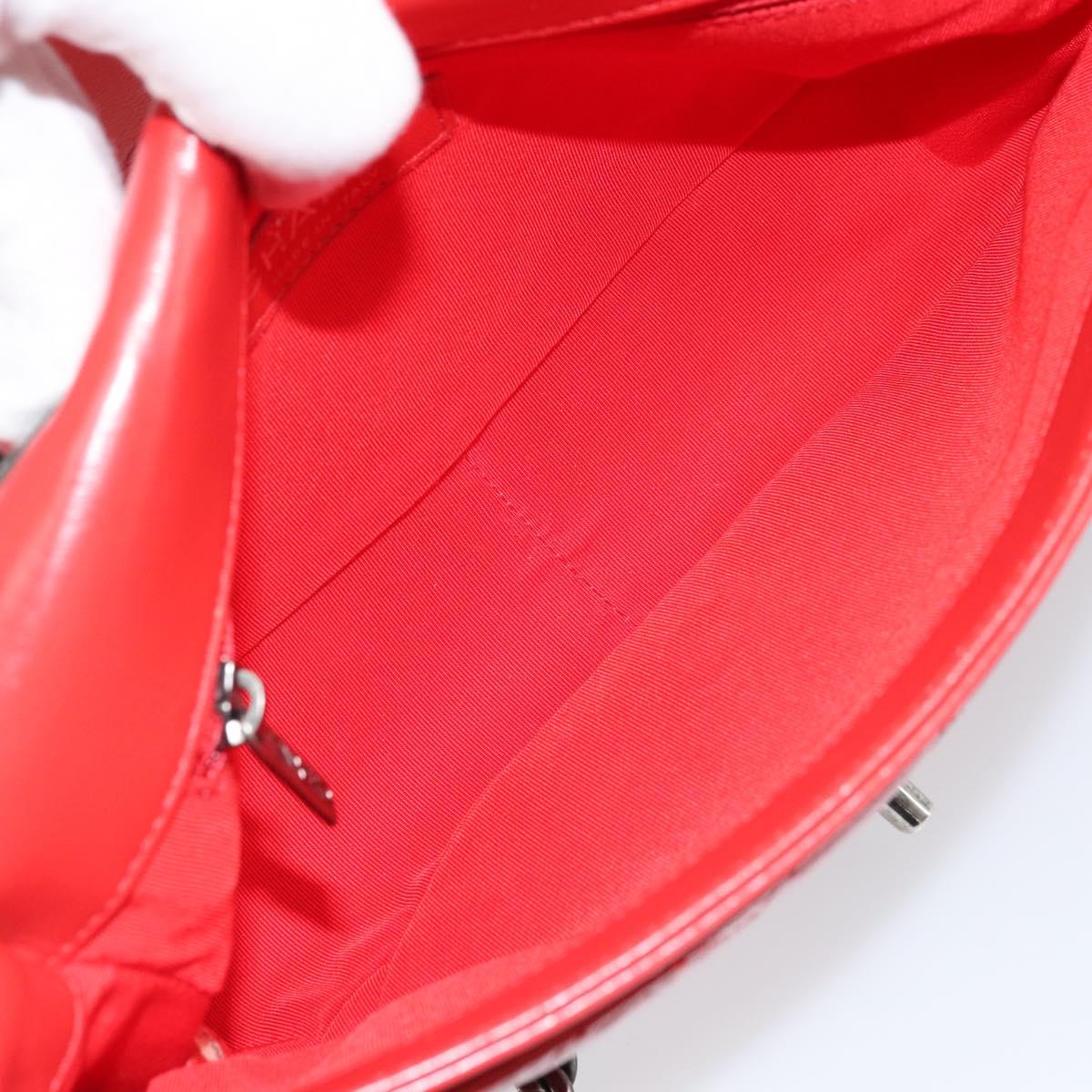 CHANEL Matelasse 25 Chain Shoulder Bag Calf Skin Red CC Auth 173308V