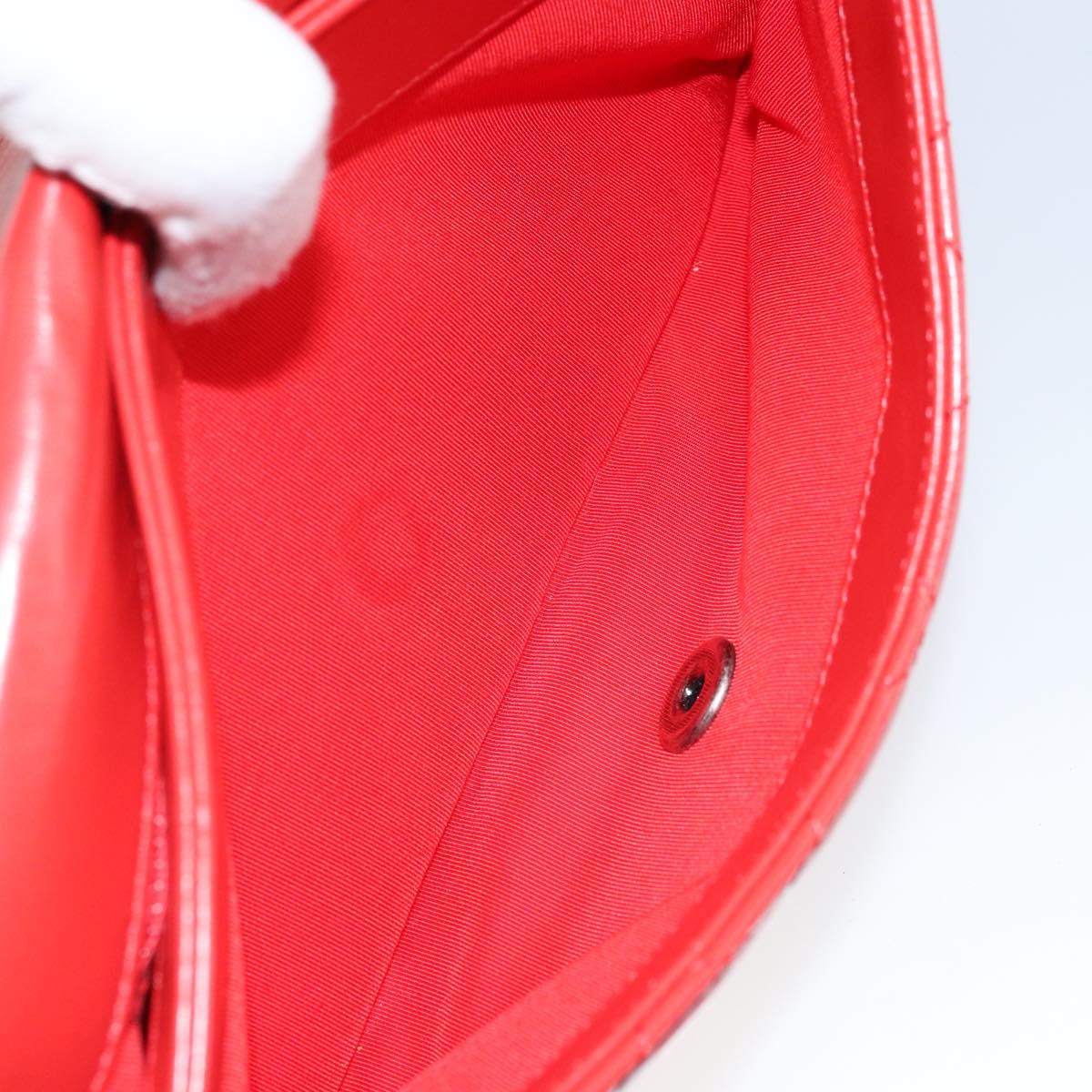CHANEL Matelasse 25 Chain Shoulder Bag Calf Skin Red CC Auth 173308V