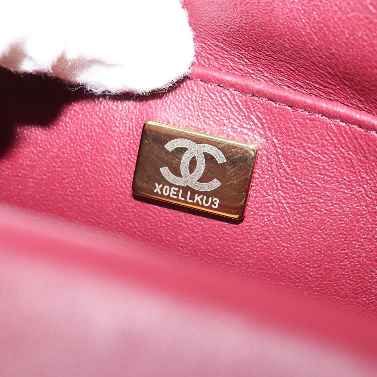 CHANEL Chain Matelasse Shoulder Bag Lamb Skin Red Gold CC Auth 173310SM