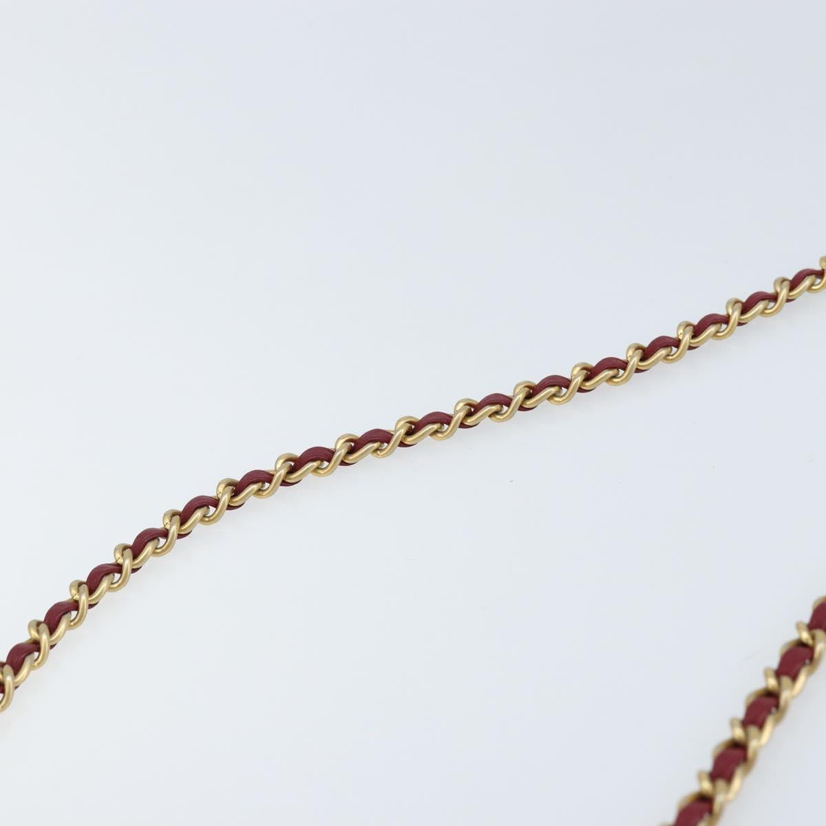 CHANEL Chain Matelasse Shoulder Bag Lamb Skin Red Gold CC Auth 173310SM