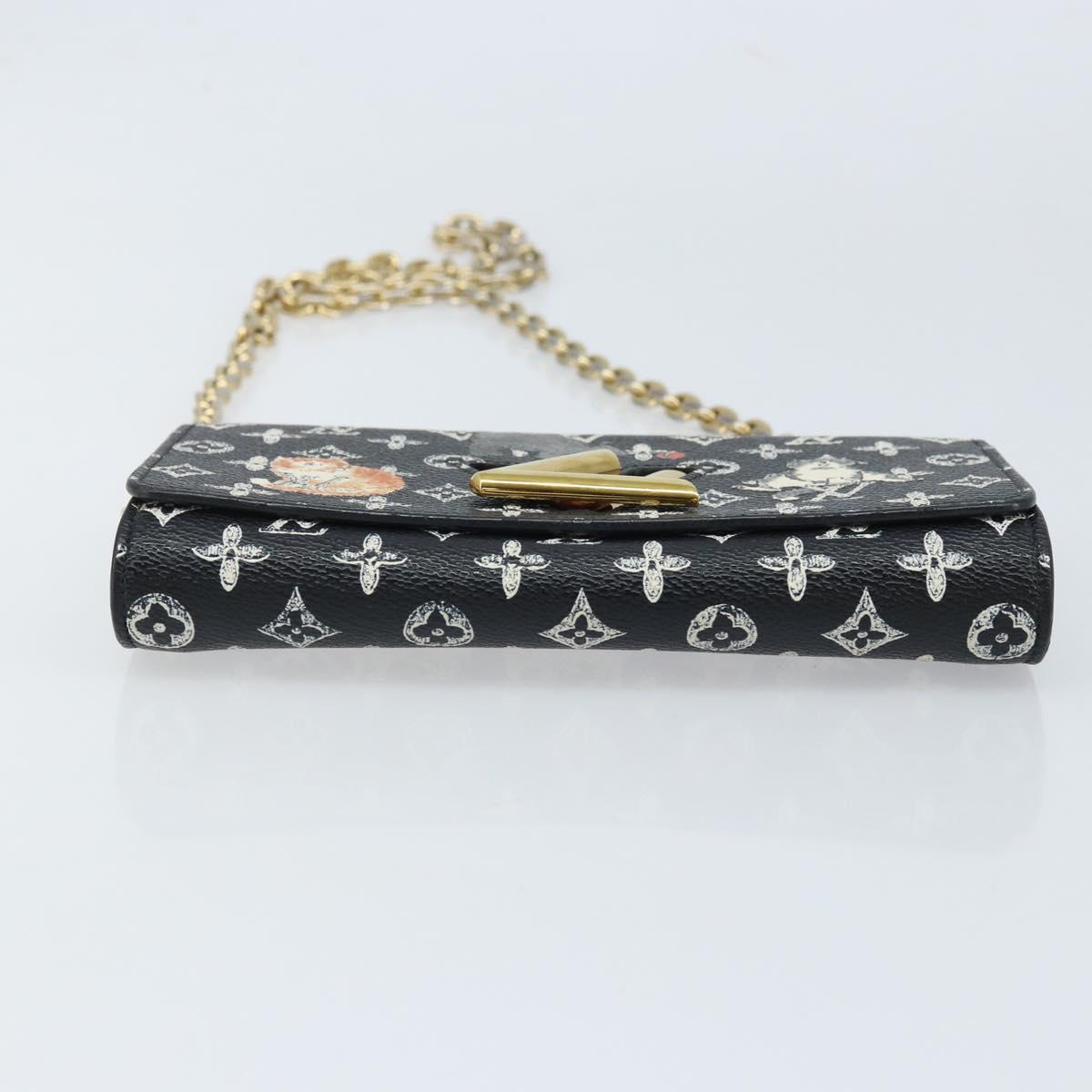 LOUIS VUITTON Catgram Portefeuille Twist Chain Bag Black M63888 LV Auth 173312SM
