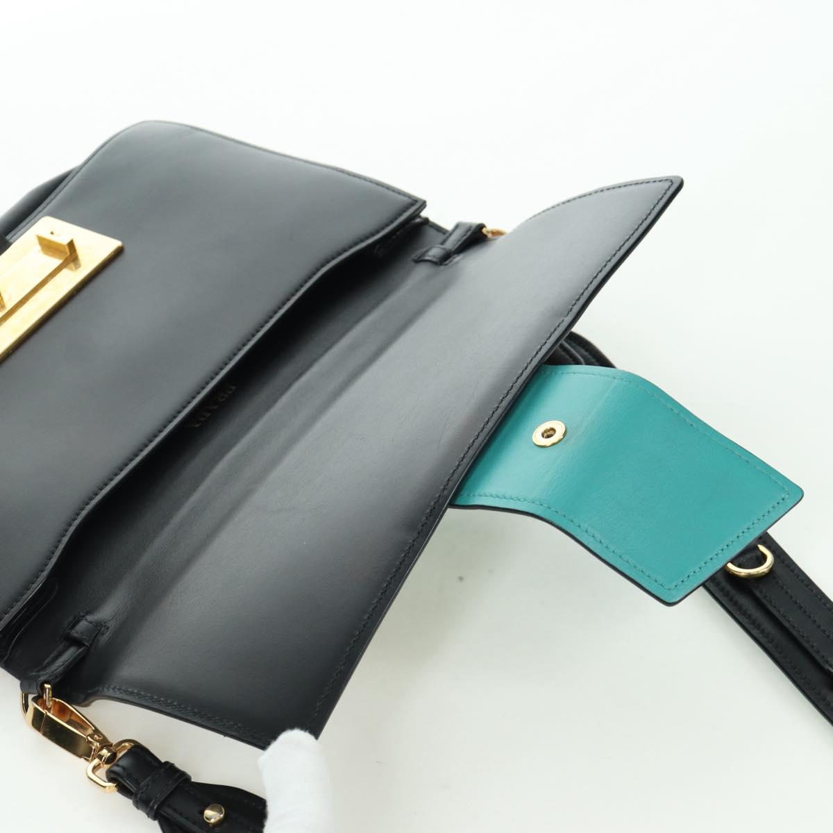 PRADA Shoulder Bag Leather Gray Gold Auth 173314V