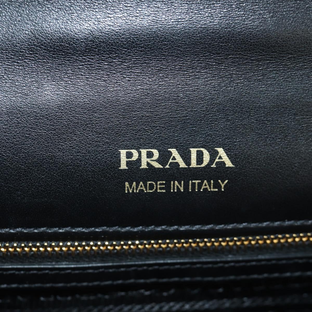 PRADA Shoulder Bag Leather Gray Gold Auth 173314V