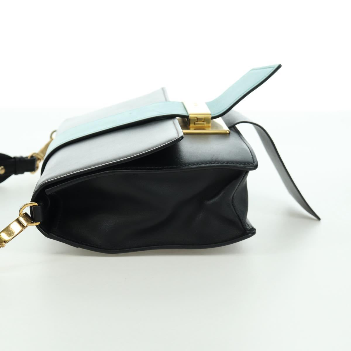 PRADA Shoulder Bag Leather Gray Gold Auth 173314V
