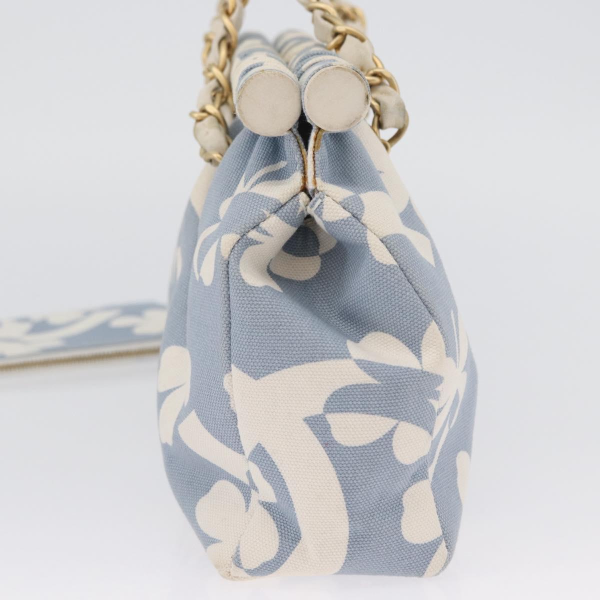 CHANEL Chain Shoulder Bag Canvas Light Blue gold CC Auth 173315SAV