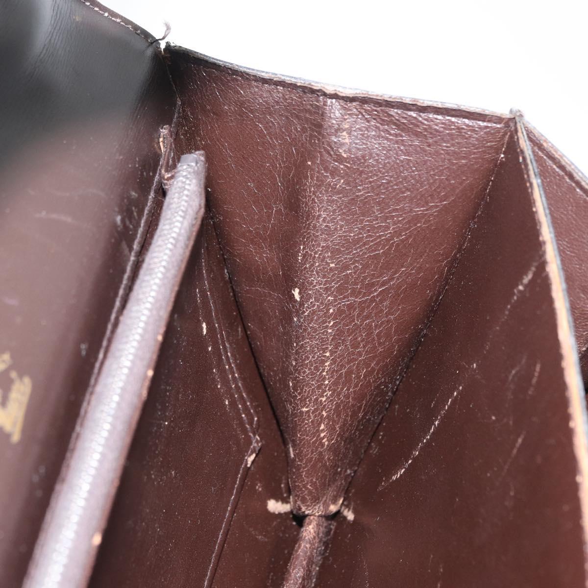 GUCCI Shoulder Bag Leather Brown Gold Auth 173328