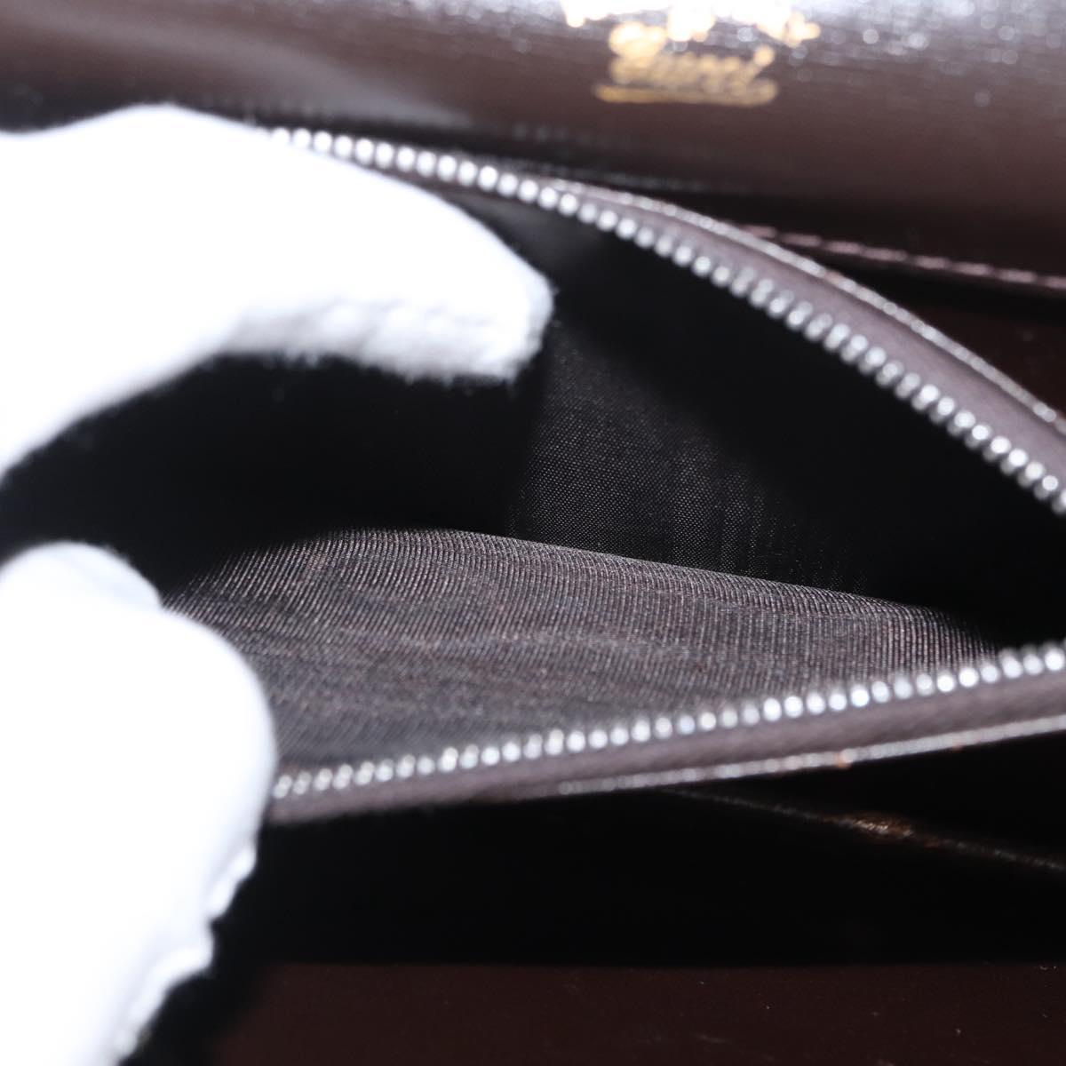 GUCCI Shoulder Bag Leather Brown Gold Auth 173328