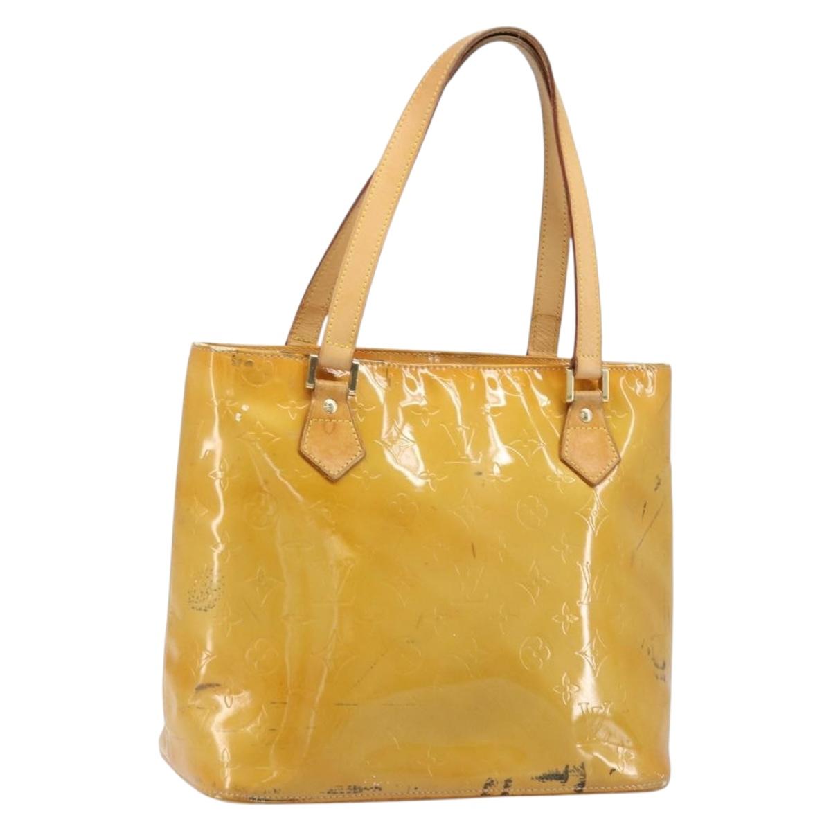 LOUIS VUITTON Monogram Vernis Houston Hand Bag Beige M91004 LV Auth 173330