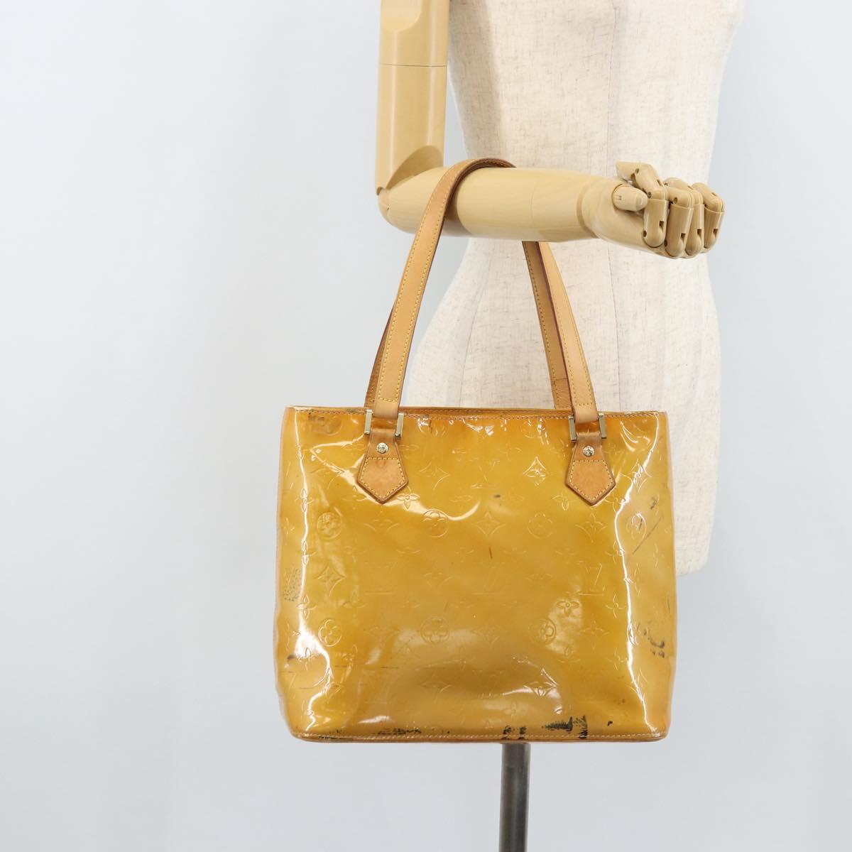LOUIS VUITTON Monogram Vernis Houston Hand Bag Beige M91004 LV Auth 173330