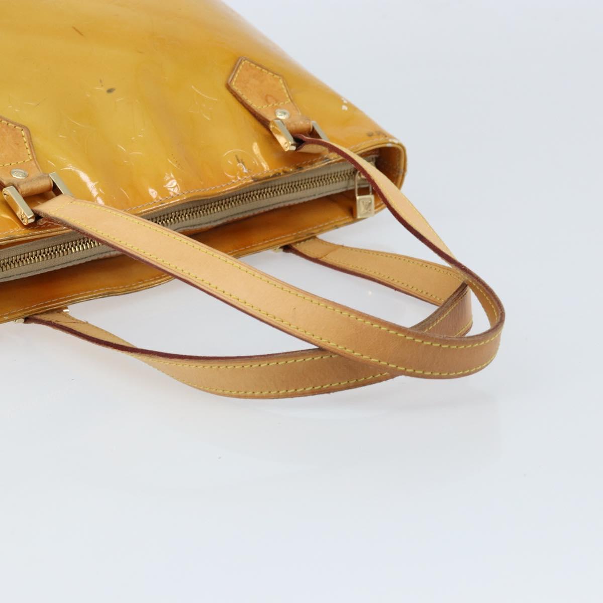 LOUIS VUITTON Monogram Vernis Houston Hand Bag Beige M91004 LV Auth 173330