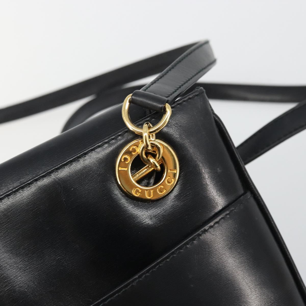 GUCCI Shoulder Bag Leather Black Gold 001 46 1641 Auth 173331