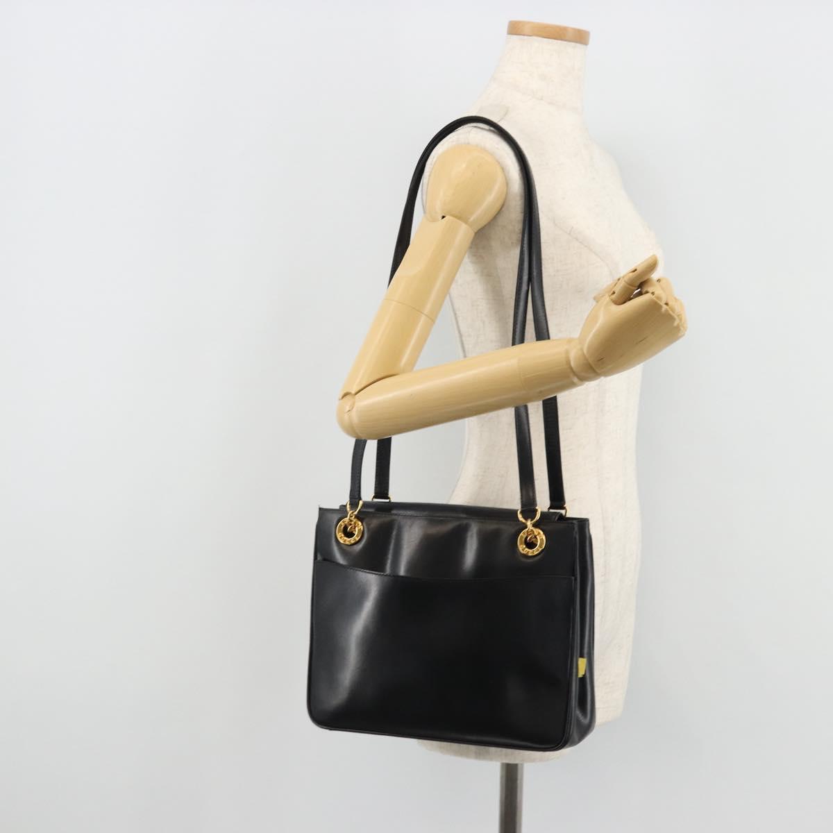 GUCCI Shoulder Bag Leather Black Gold 001 46 1641 Auth 173331