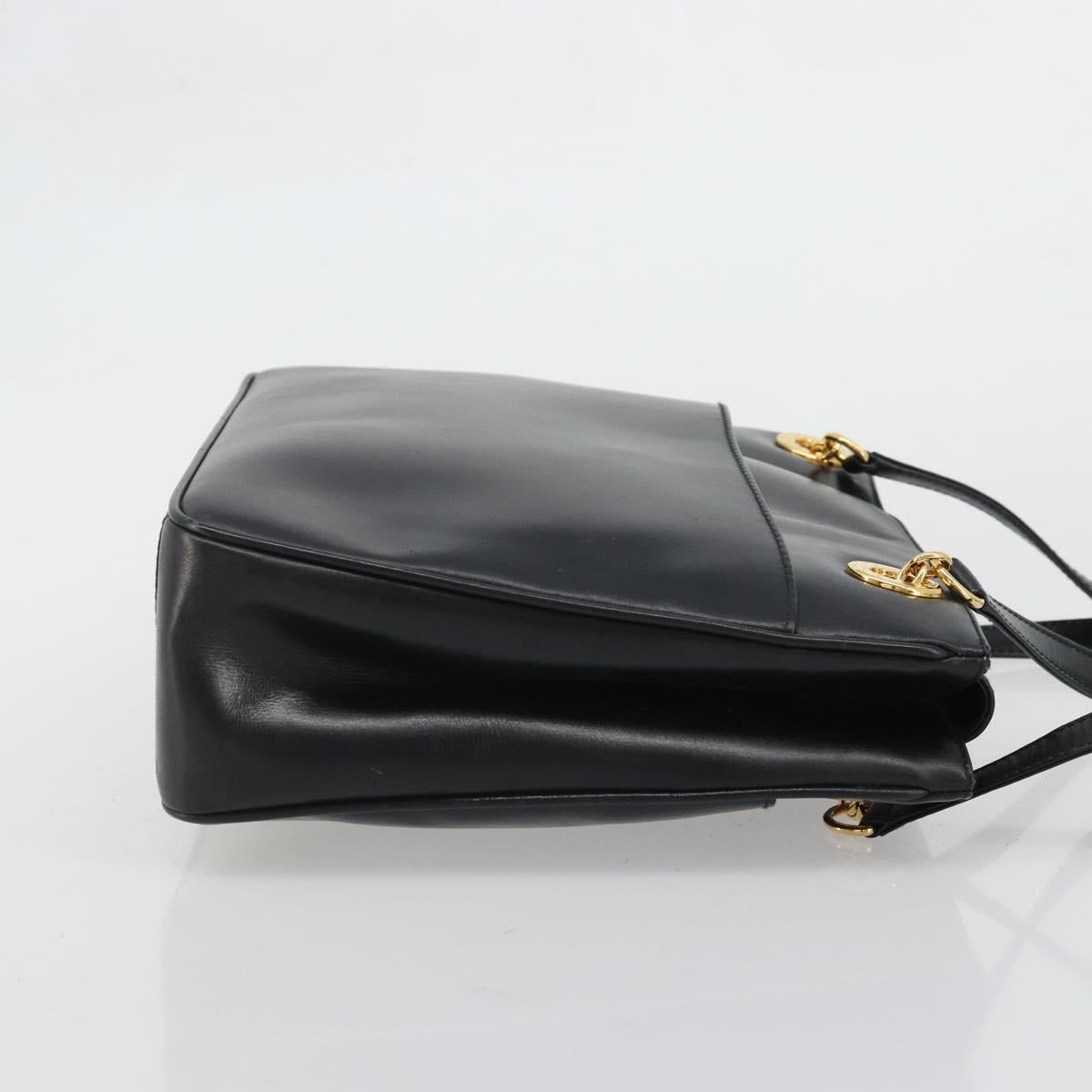 GUCCI Shoulder Bag Leather Black Gold 001 46 1641 Auth 173331