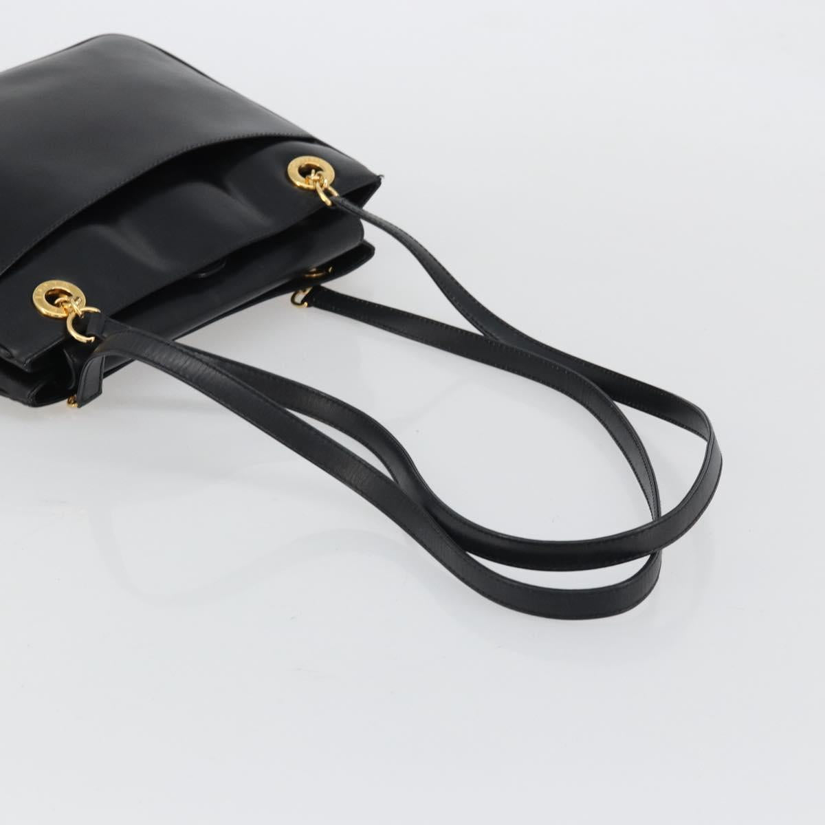 GUCCI Shoulder Bag Leather Black Gold 001 46 1641 Auth 173331