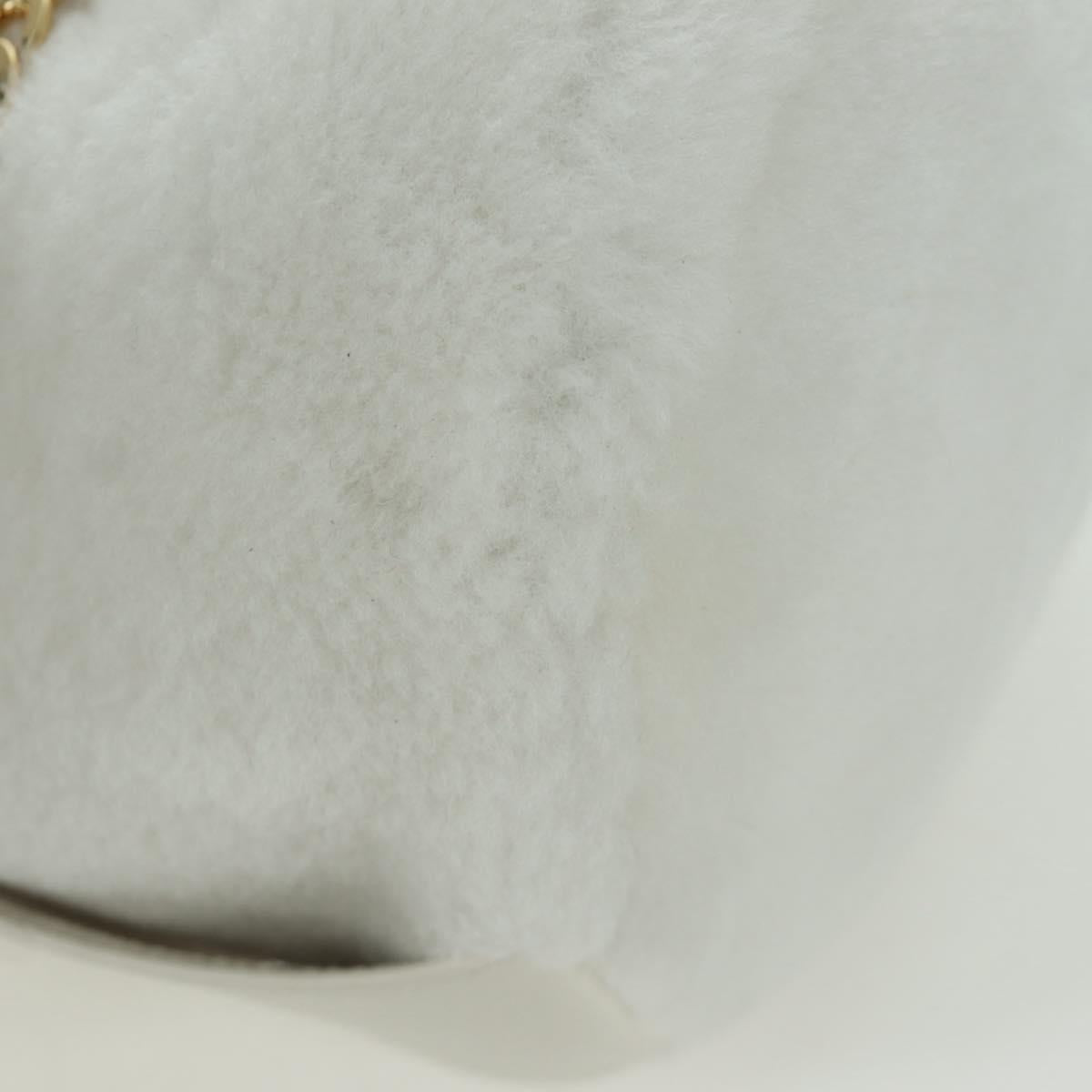 PRADA Hand Bag Fur White Gold Auth 173332SM