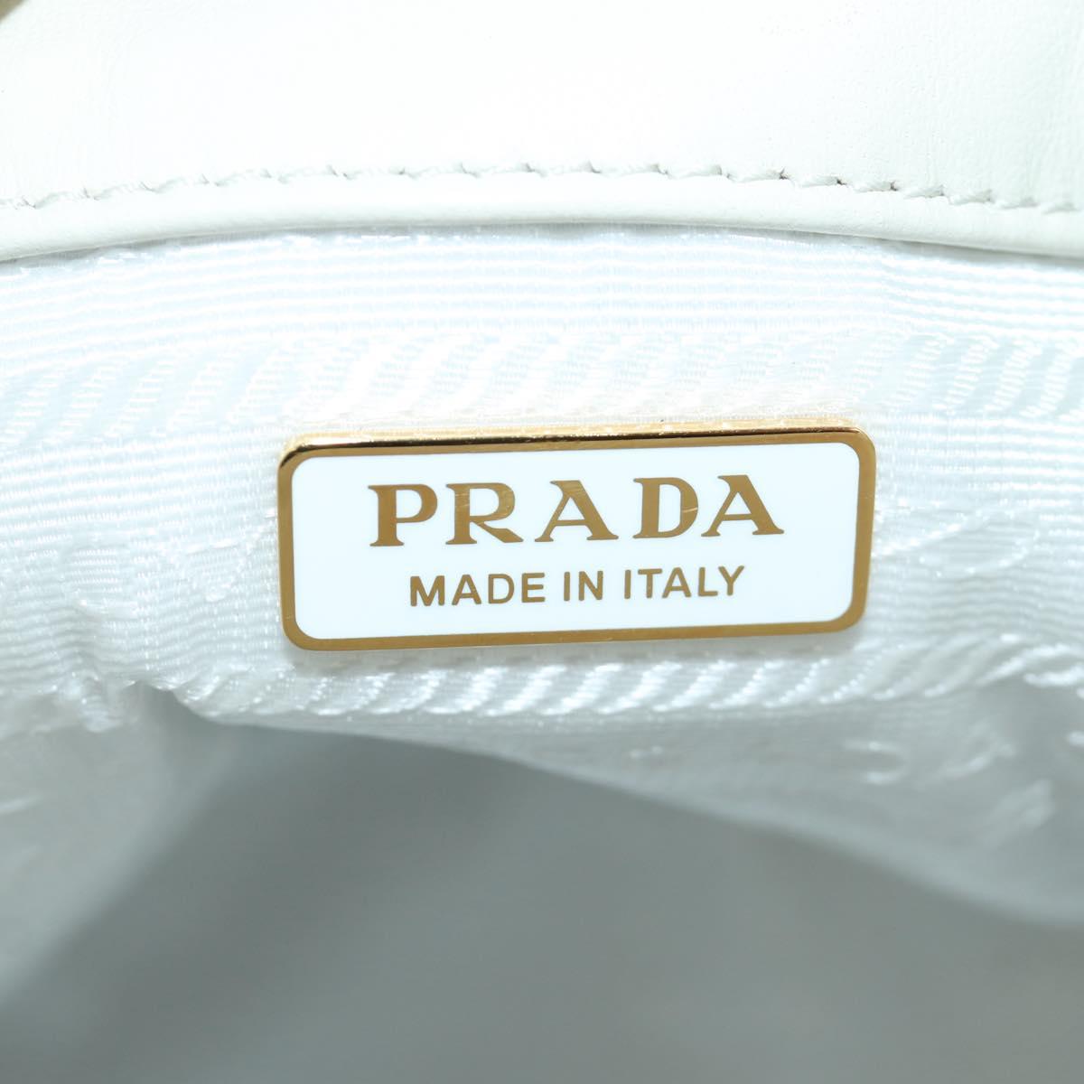 PRADA Hand Bag Fur White Gold Auth 173332SM