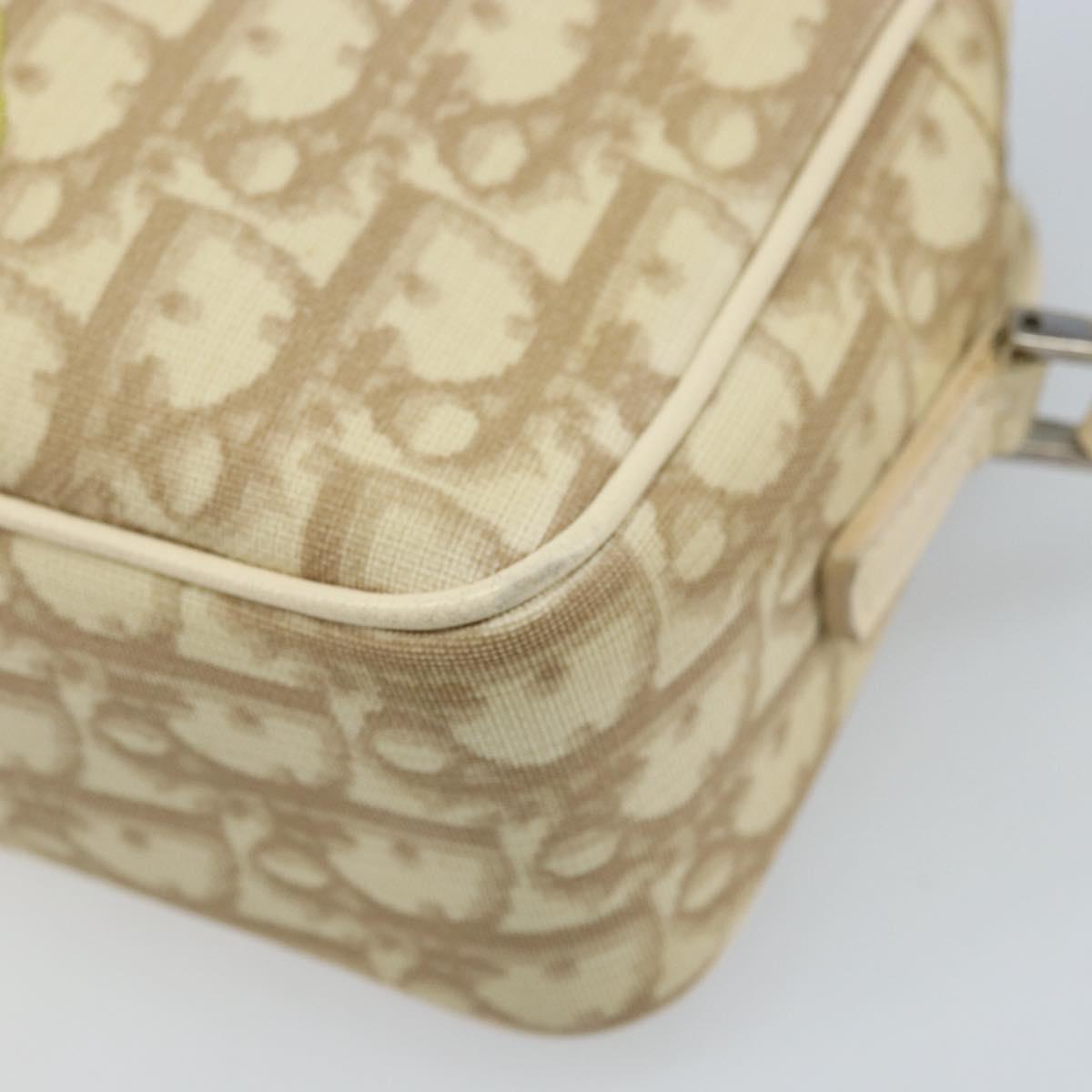 Christian Dior Trotter Canvas Shoulder Bag PVC Ivory Silver Auth 173352V