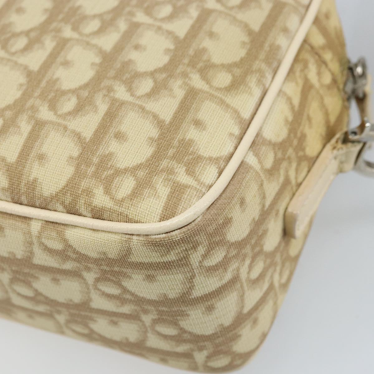 Christian Dior Trotter Canvas Shoulder Bag PVC Ivory Silver Auth 173352V