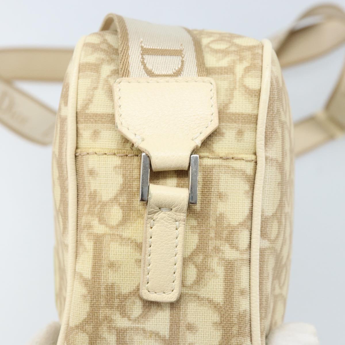 Christian Dior Trotter Canvas Shoulder Bag PVC Ivory Silver Auth 173352V