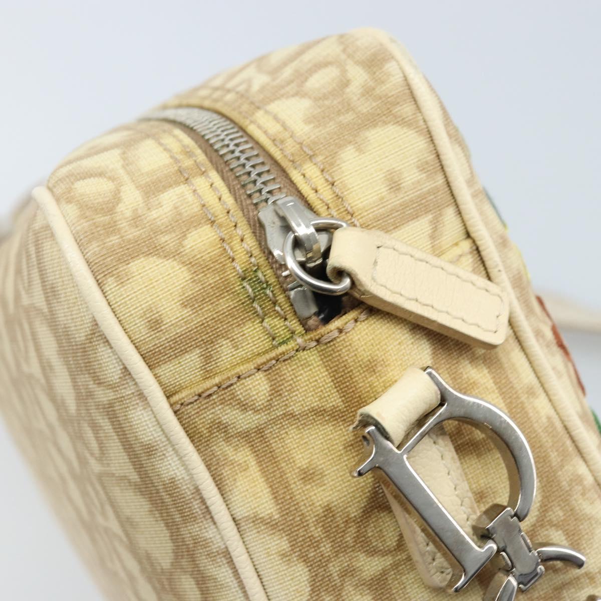 Christian Dior Trotter Canvas Shoulder Bag PVC Ivory Silver Auth 173352V