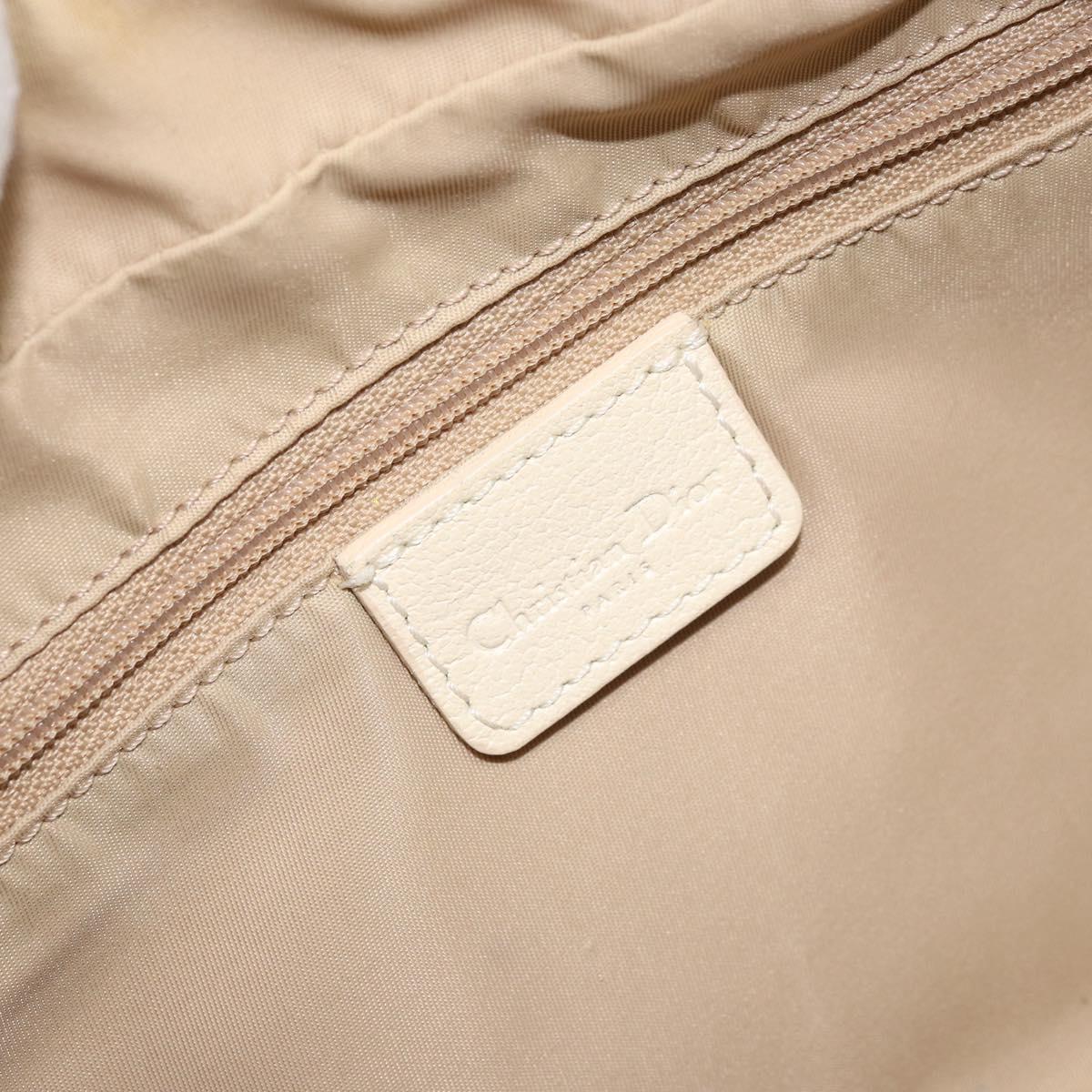 Christian Dior Trotter Canvas Shoulder Bag PVC Ivory Silver Auth 173352V