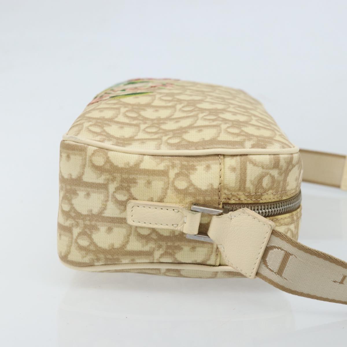 Christian Dior Trotter Canvas Shoulder Bag PVC Ivory Silver Auth 173352V