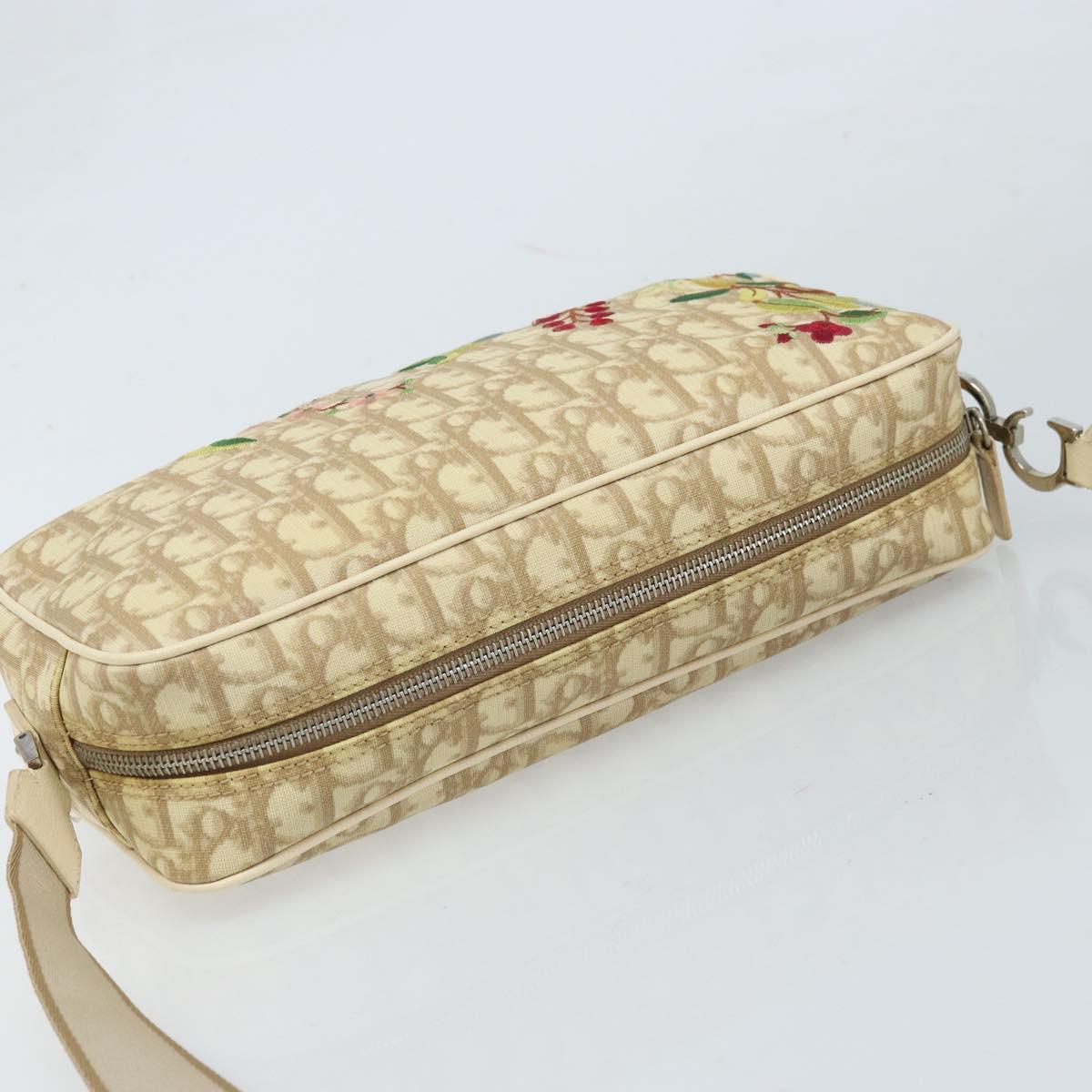 Christian Dior Trotter Canvas Shoulder Bag PVC Ivory Silver Auth 173352V