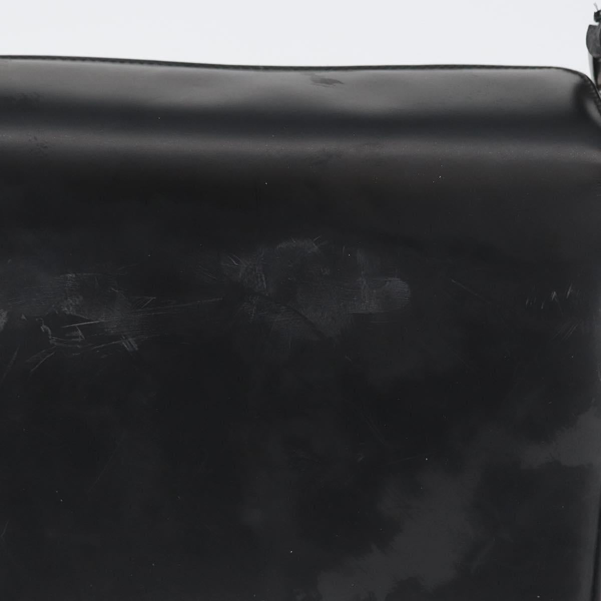 Salvatore Ferragamo Gancini Shoulder Bag Leather Black Silver Auth 173384