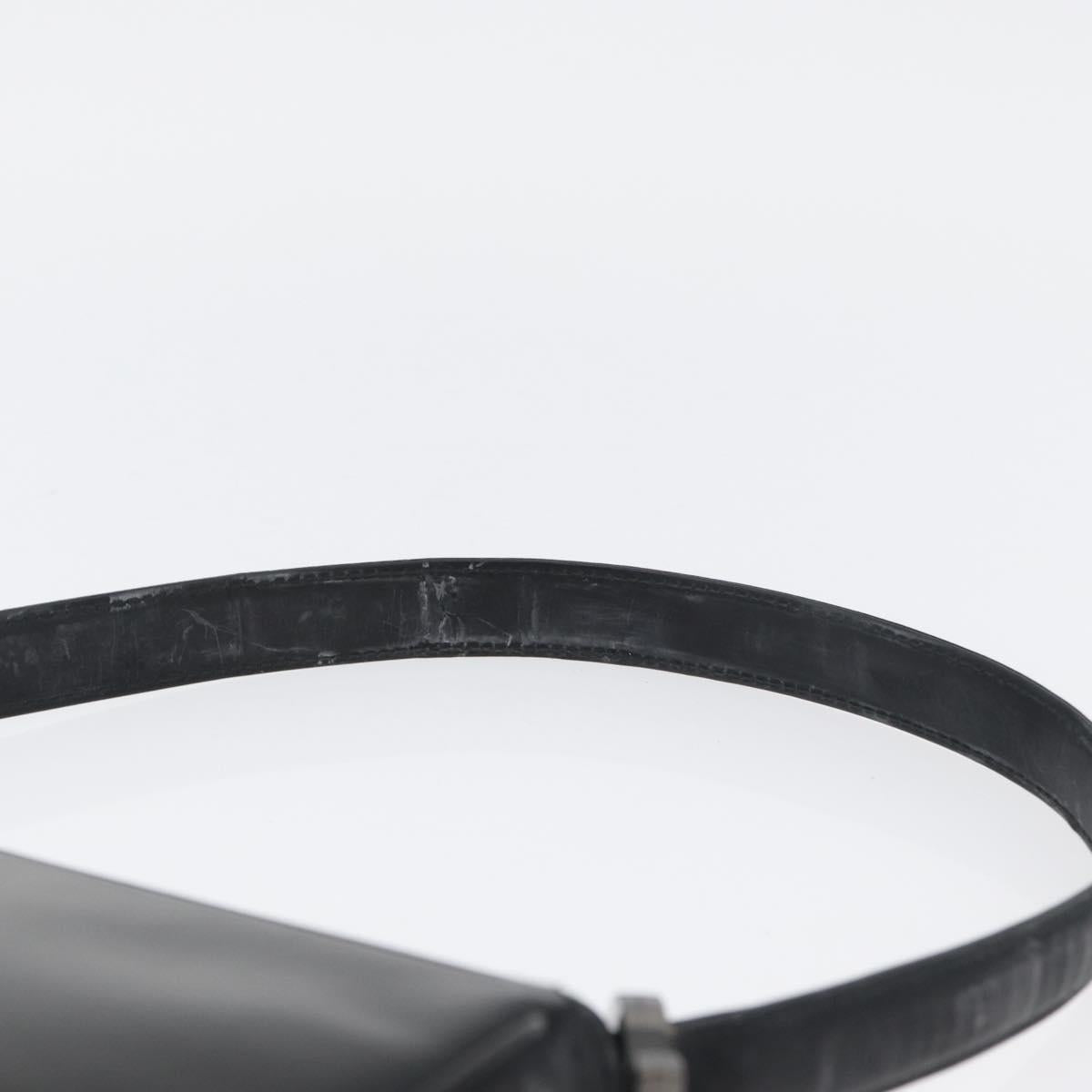 Salvatore Ferragamo Gancini Shoulder Bag Leather Black Silver Auth 173384