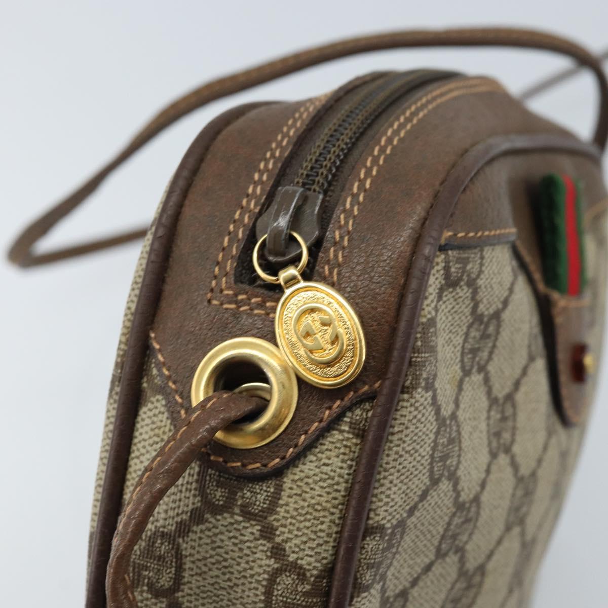 GUCCI GG Supreme Web Sherry Line Bag PVC Beige 007 58 6112 4002 Auth 173387