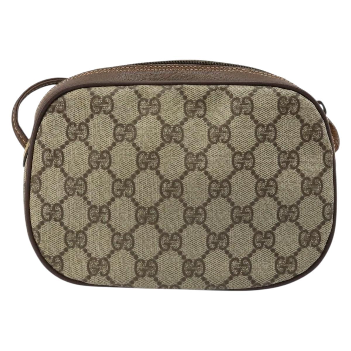 GUCCI GG Supreme Web Sherry Line Bag PVC Beige 007 58 6112 4002 Auth 173387