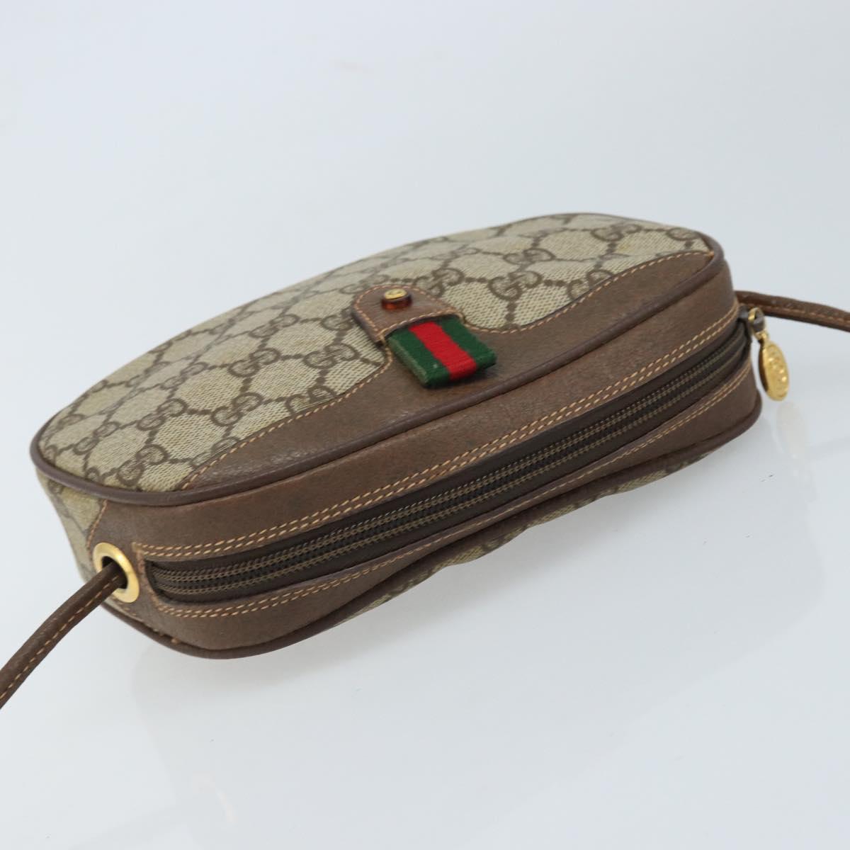 GUCCI GG Supreme Web Sherry Line Bag PVC Beige 007 58 6112 4002 Auth 173387