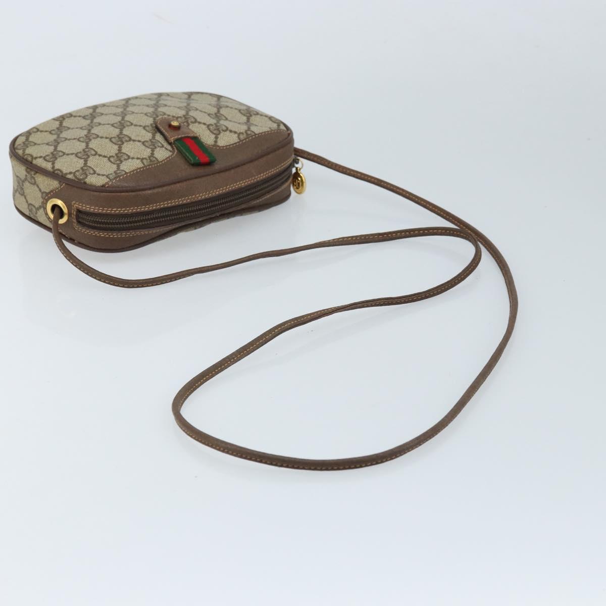 GUCCI GG Supreme Web Sherry Line Bag PVC Beige 007 58 6112 4002 Auth 173387